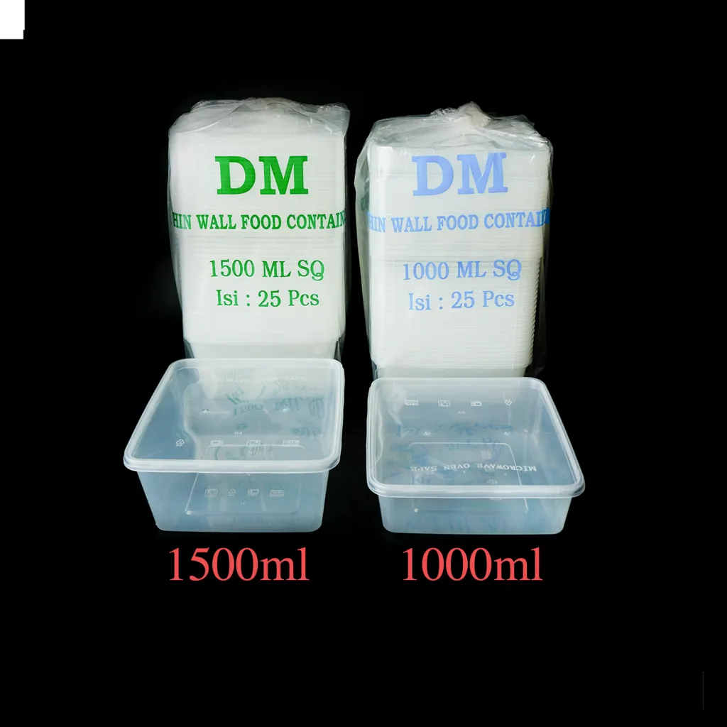 Thinwall Square DM / Plastic Lunch Box / Food Container 1000 ML 